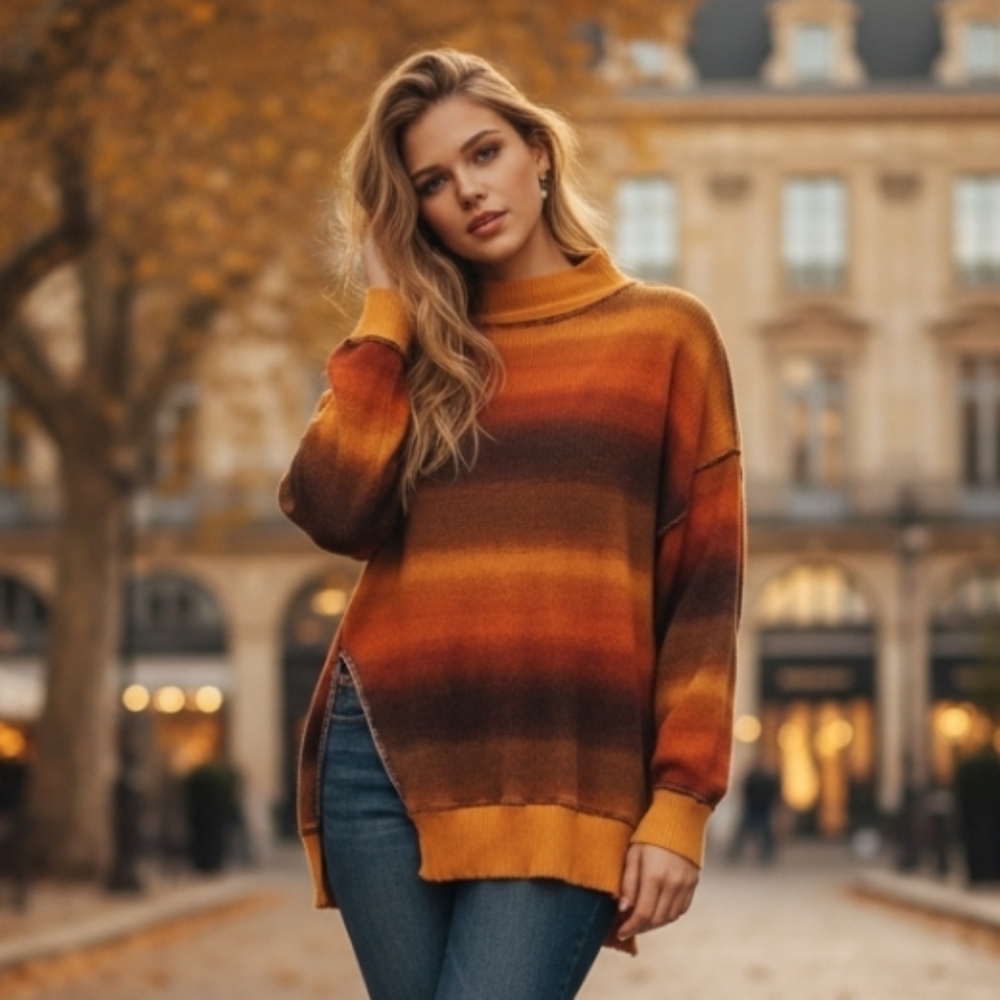 Urban Outfitters Ombre Cowl Neck Sweater in Autumnal Tones Size Large